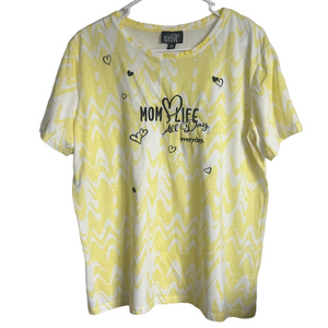 Feeling Festive Mom Life Yellow and White Graphic T-Shirt